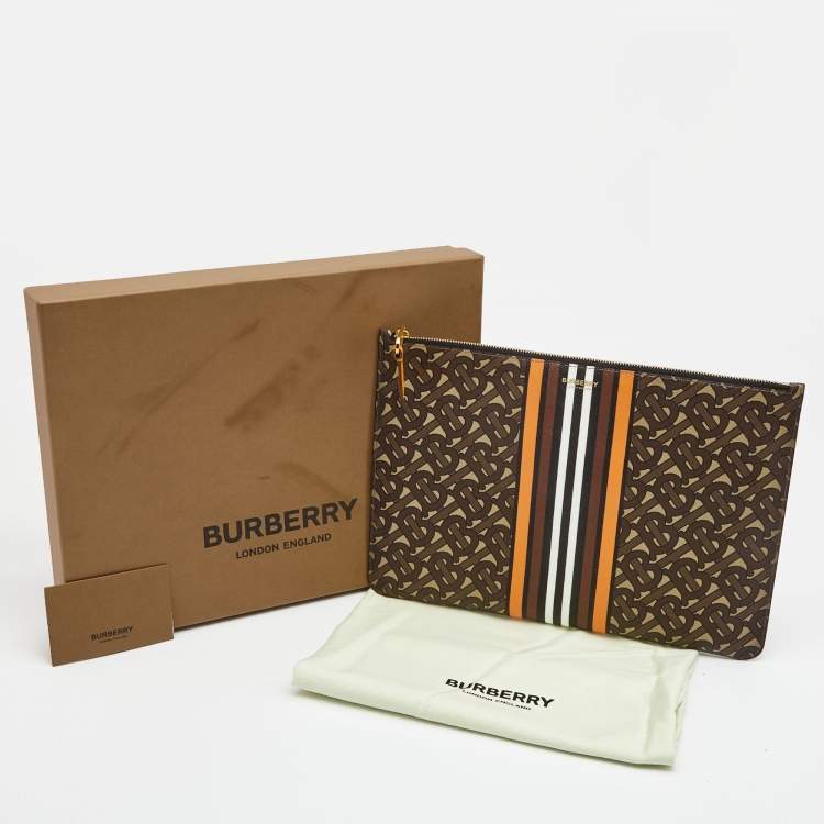 Pre Owned Burberry Multicolor TB-Print Coated Canvas Pouch