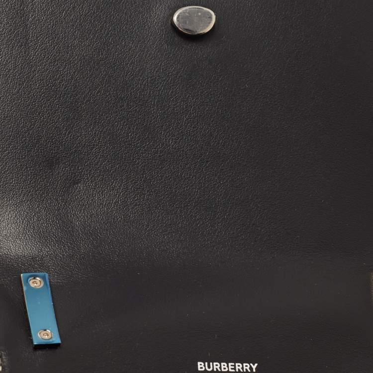 Pre Owned Burberry Black/Green Checkered Canvas and Leather Robin Crossbody Bag
