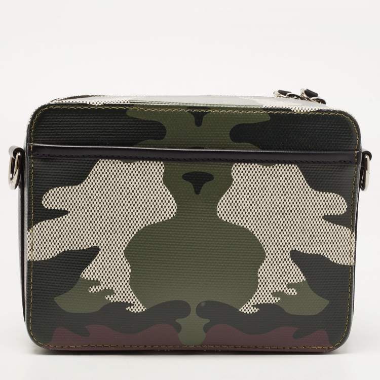 Pre Owned Burberry Green Camo Print Canvas Sutton Crossbody Bag