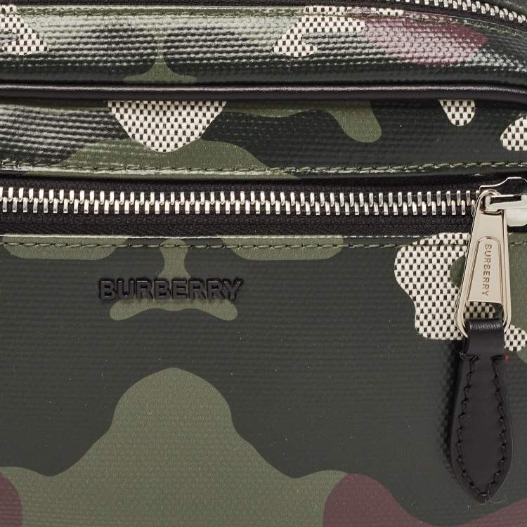 Pre Owned Burberry Green Camo Print Canvas West Belt Bag