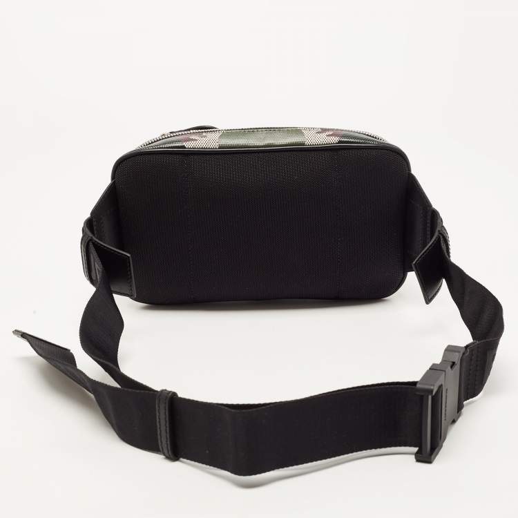 Pre Owned Burberry Green Camo Print Canvas West Belt Bag