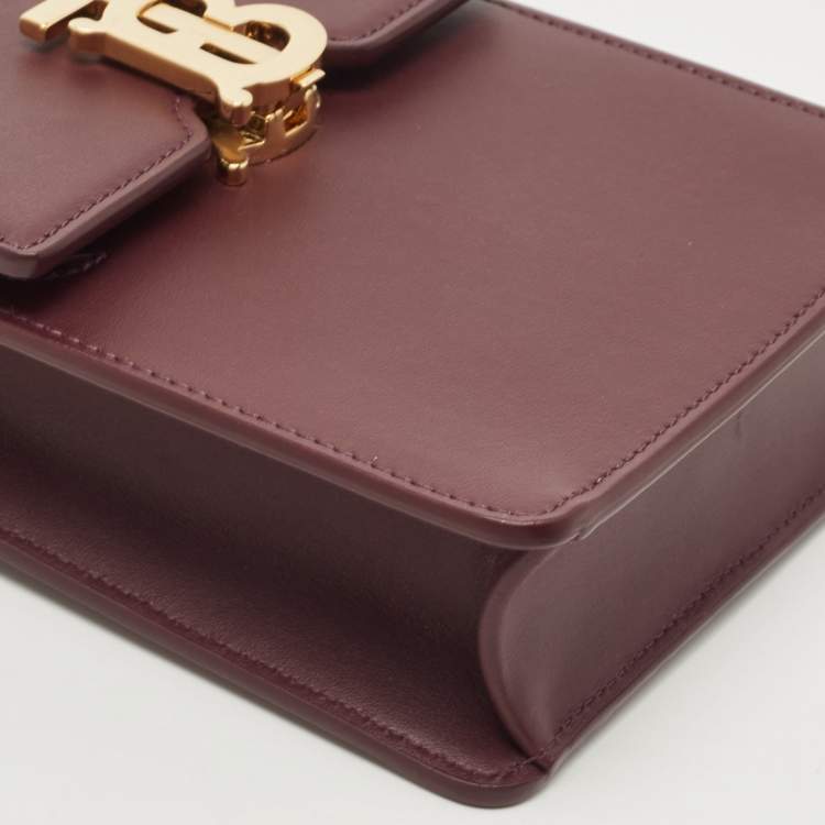 Pre Owned Burberry Deep Maroon Leather Robin Crossbody Bag