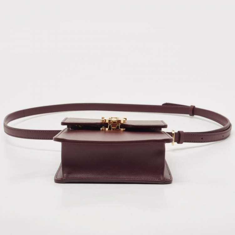Pre Owned Burberry Deep Maroon Leather Robin Crossbody Bag