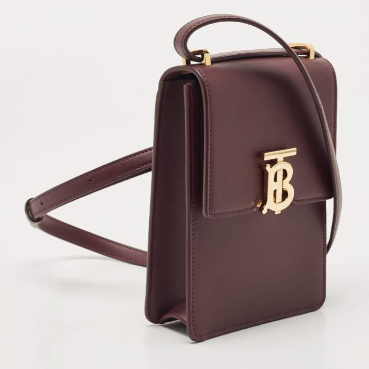 Pre Owned Burberry Deep Maroon Leather Robin Crossbody Bag