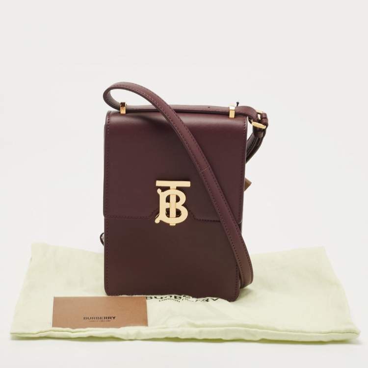 Pre Owned Burberry Deep Maroon Leather Robin Crossbody Bag