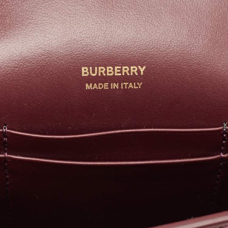 Pre Owned Burberry Deep Maroon Leather Robin Crossbody Bag