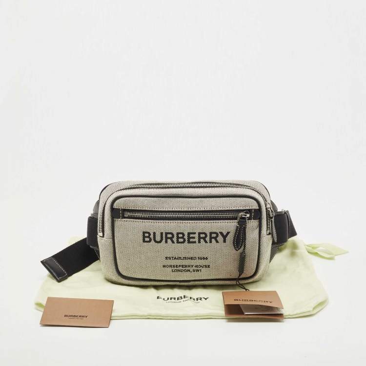 Pre Owned Burberry Grey Canvas and Leather West Belt Bag