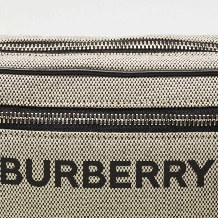 Pre Owned Burberry Grey Canvas and Leather West Belt Bag