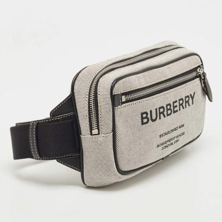 Pre Owned Burberry Grey Canvas and Leather West Belt Bag