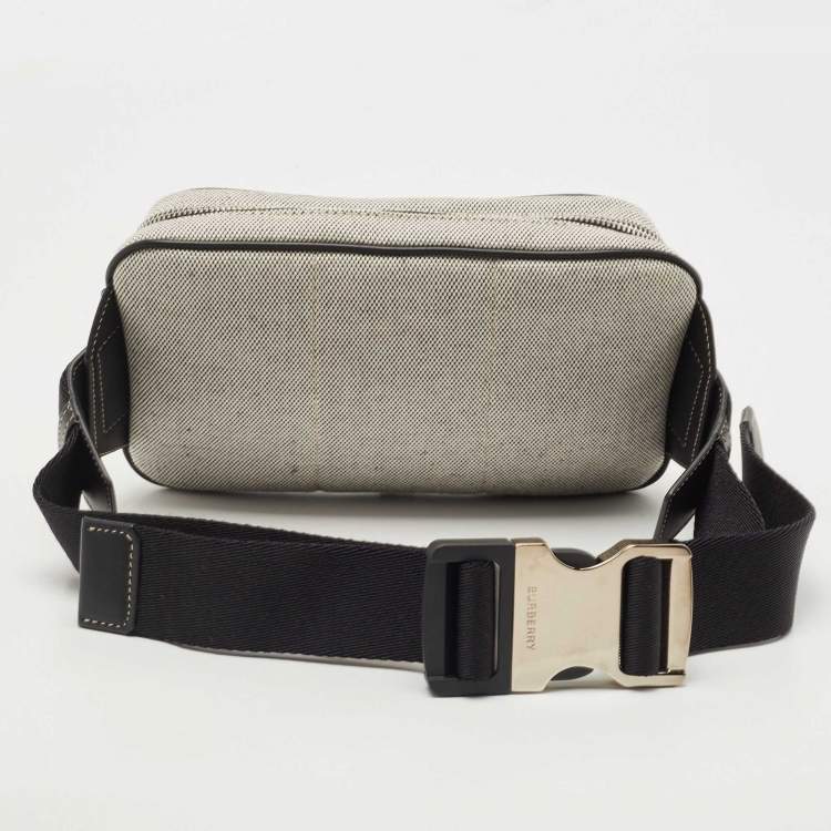 Pre Owned Burberry Grey Canvas and Leather West Belt Bag