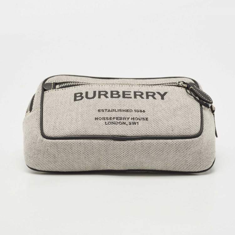 Pre Owned Burberry Grey Canvas and Leather West Belt Bag