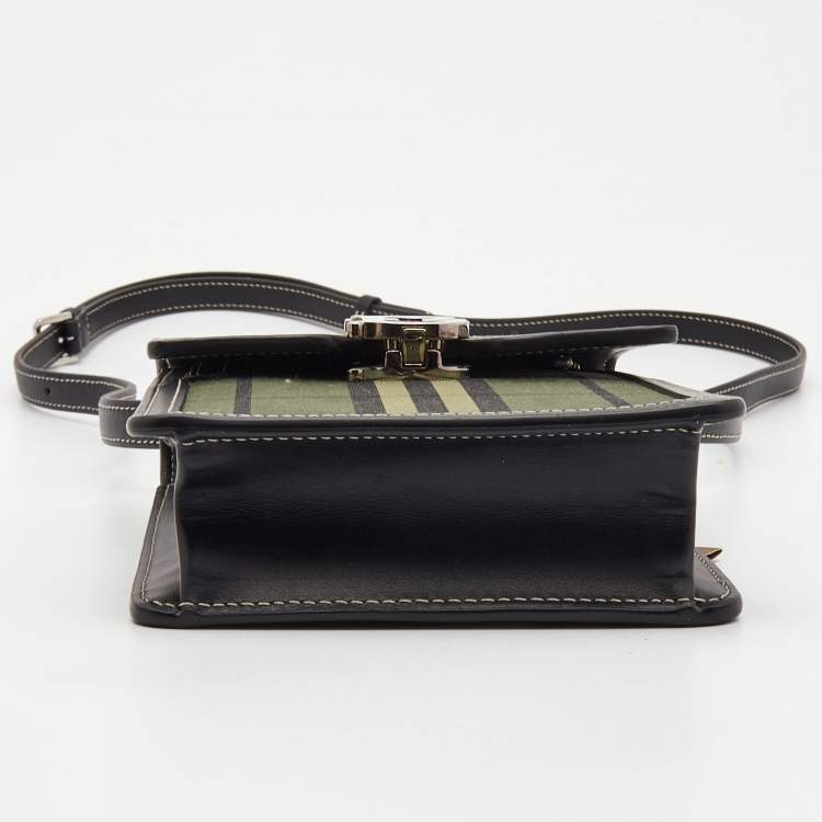 Pre Owned Burberry Military Green House Check Canvas Robin Crossbody Bag