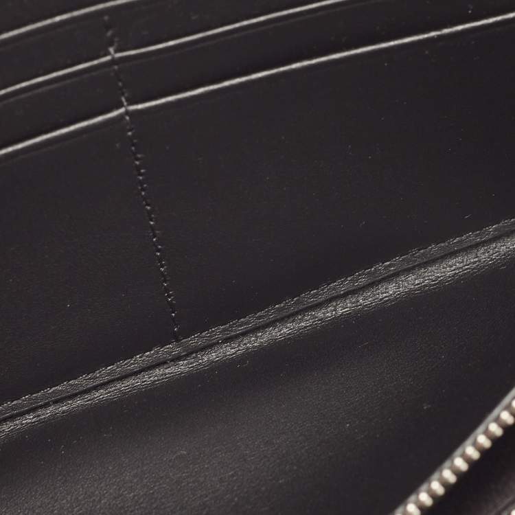 Pre Owned Burberry Charcoal London Check Coated Canvas Zip Around Continental Wallet