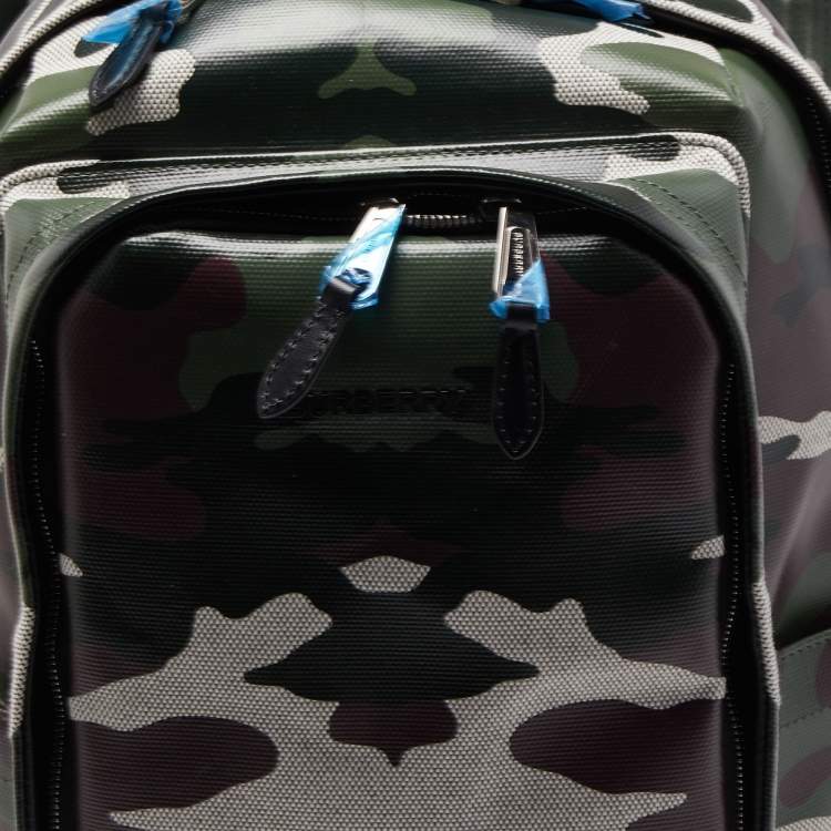 Pre Owned Burberry Green Camouflage Coated Canvas Large Jack Backpack