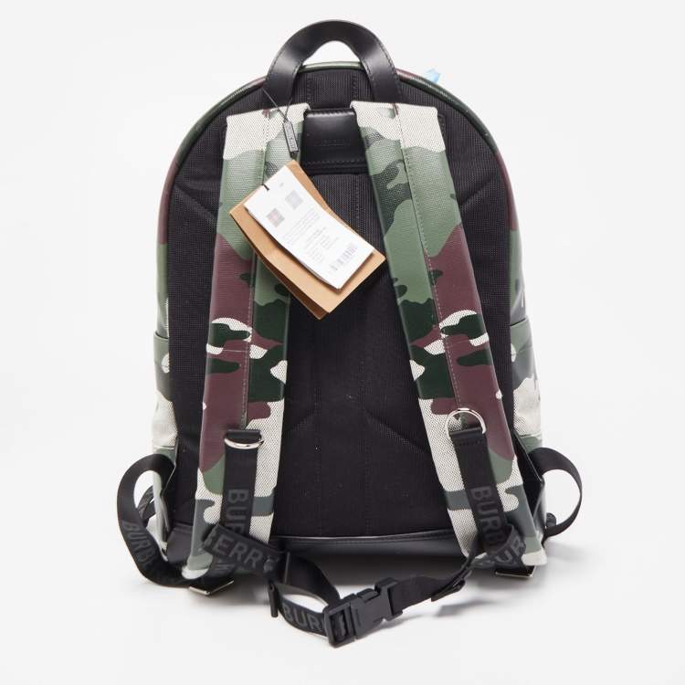 Pre Owned Burberry Green Camouflage Coated Canvas Large Jack Backpack