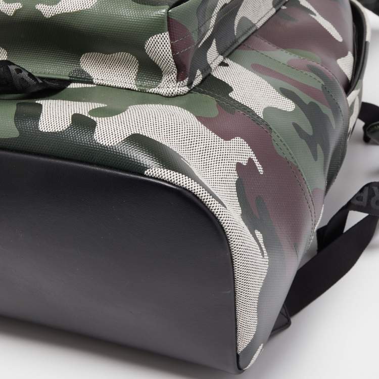 Pre Owned Burberry Green Camouflage Coated Canvas Large Jack Backpack