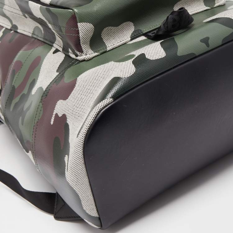 Pre Owned Burberry Green Camouflage Coated Canvas Large Jack Backpack