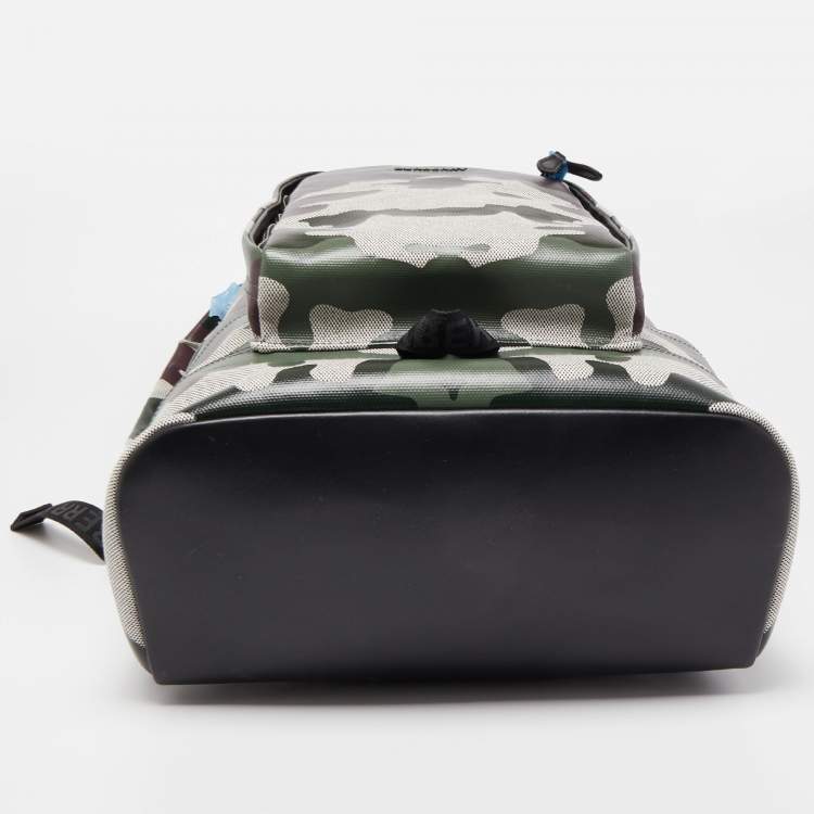 Pre Owned Burberry Green Camouflage Coated Canvas Large Jack Backpack