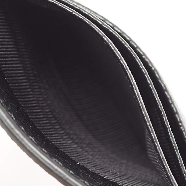 Pre Owned Burberry Black Grain Leather Elmer Card Holder