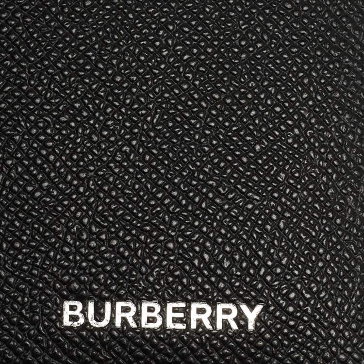 Pre Owned Burberry Black Grain Leather Elmer Card Holder