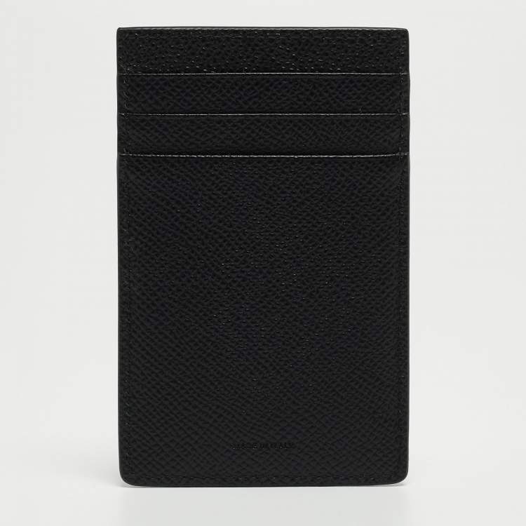 Pre Owned Burberry Black Grain Leather Elmer Card Holder