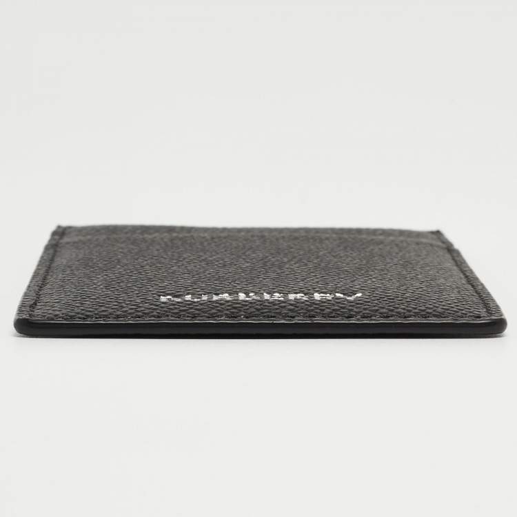 Pre Owned Burberry Black Grain Leather Elmer Card Holder