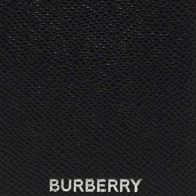 Pre Owned Burberry Black Grain Leather Elmer Card Holder
