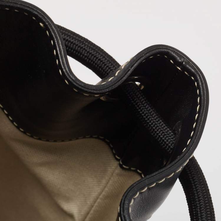Pre Owned Burberry Dark Birch Brown Check Coated Canvas and Leather Drawcord Backpack