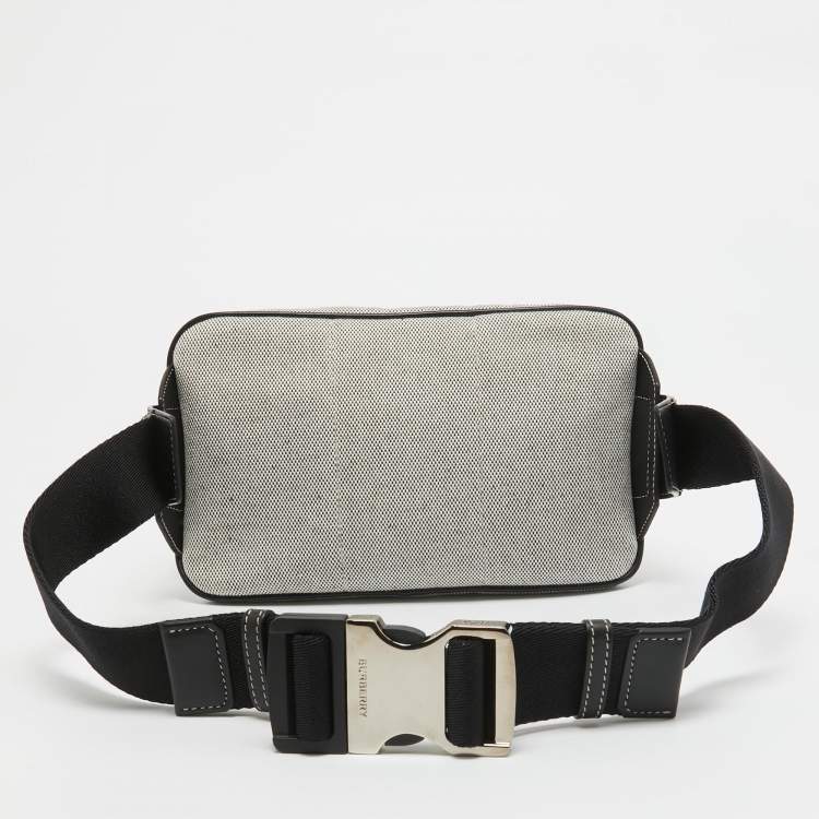 Pre Owned Burberry Grey/Black Canvas and Leather West Belt Bag