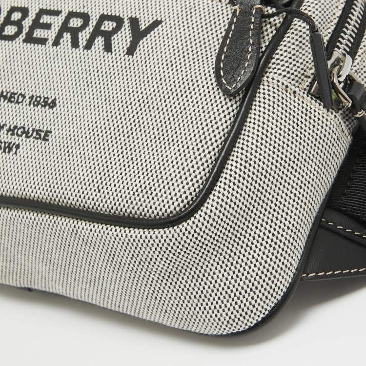 Pre Owned Burberry Grey/Black Canvas and Leather West Belt Bag