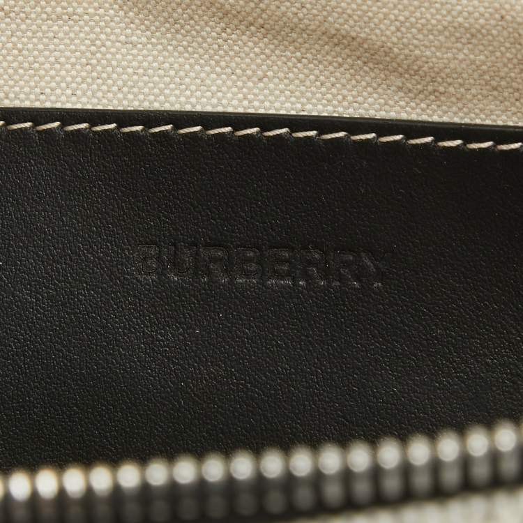 Pre Owned Burberry Grey/Black Canvas and Leather West Belt Bag