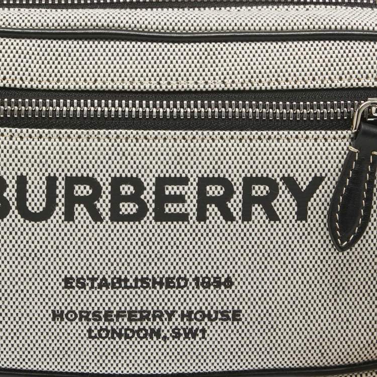 Pre Owned Burberry Grey/Black Canvas and Leather West Belt Bag