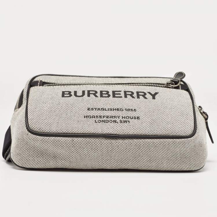 Pre Owned Burberry Grey/Black Canvas and Leather West Belt Bag