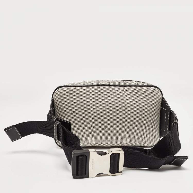 Pre Owned Burberry Grey/Black Canvas and Leather West Belt Bag
