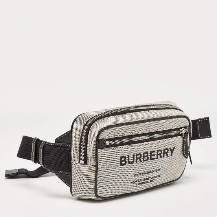 Pre Owned Burberry Grey/Black Canvas and Leather West Belt Bag