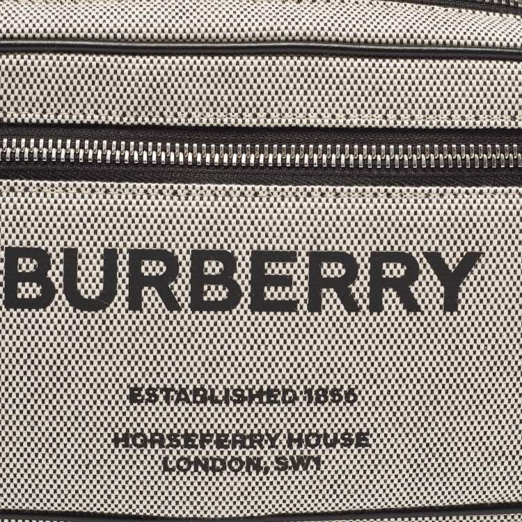 Pre Owned Burberry Grey/Black Canvas and Leather West Belt Bag