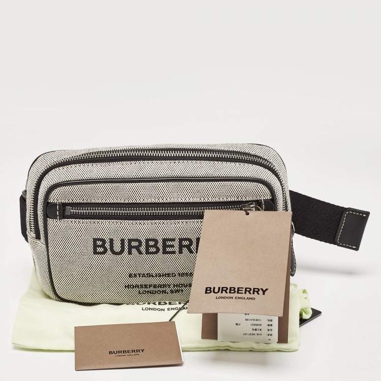 Pre Owned Burberry Grey/Black Canvas and Leather West Belt Bag