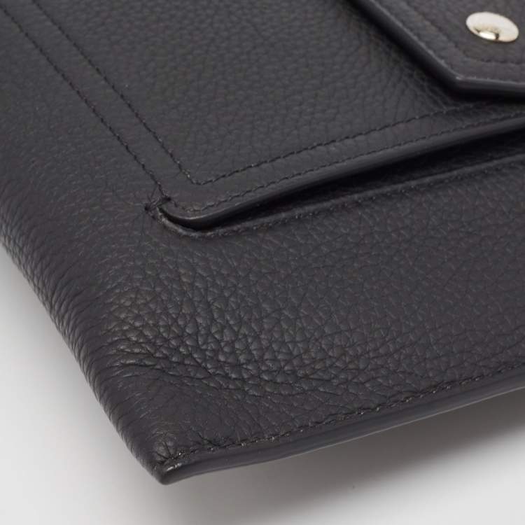 Pre Owned Burberry Black Leather Oscar Zip Pouch