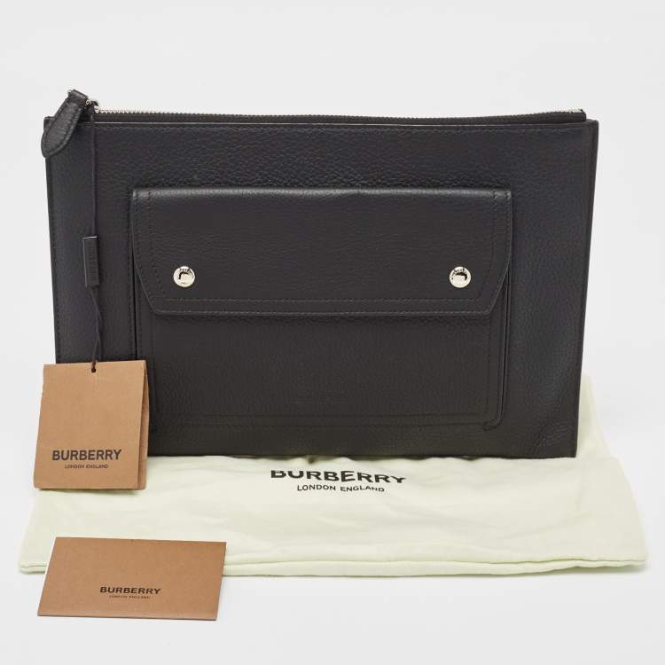 Pre Owned Burberry Black Leather Oscar Zip Pouch