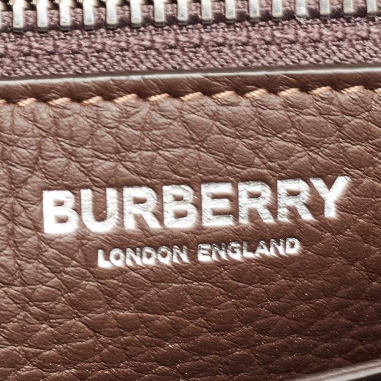 Pre Owned Burberry Dark Brown Leather Large Pocket Messenger Bag