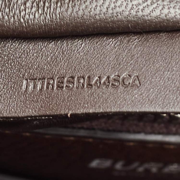 Pre Owned Burberry Dark Brown Leather Large Pocket Messenger Bag
