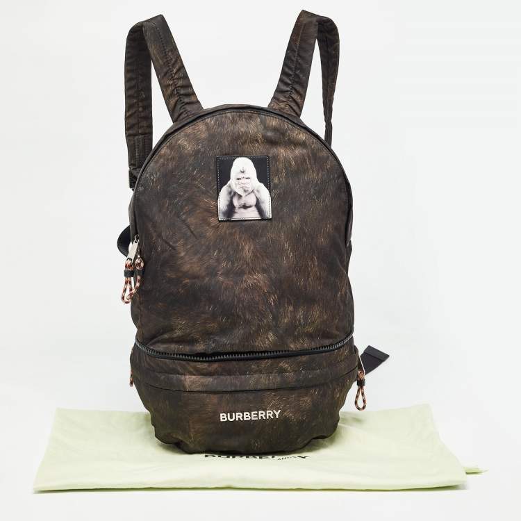 Pre Owned Burberry Black/Brown Nylon Convertible Backpack