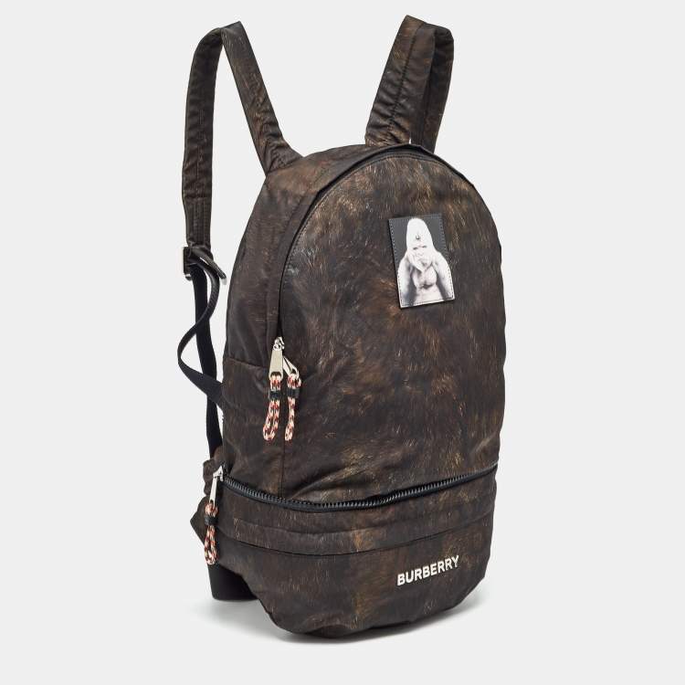Pre Owned Burberry Black/Brown Nylon Convertible Backpack