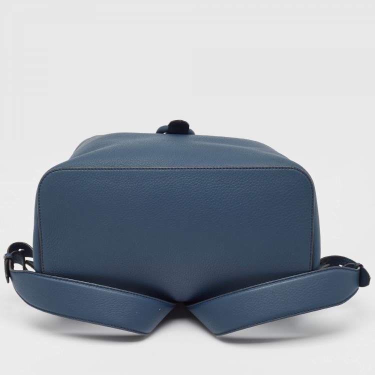Pre Owned Burberry Ash Blue Grain Leather Pocket Backpack