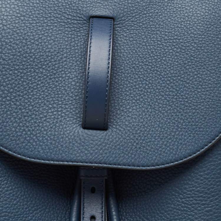 Pre Owned Burberry Ash Blue Grain Leather Pocket Backpack