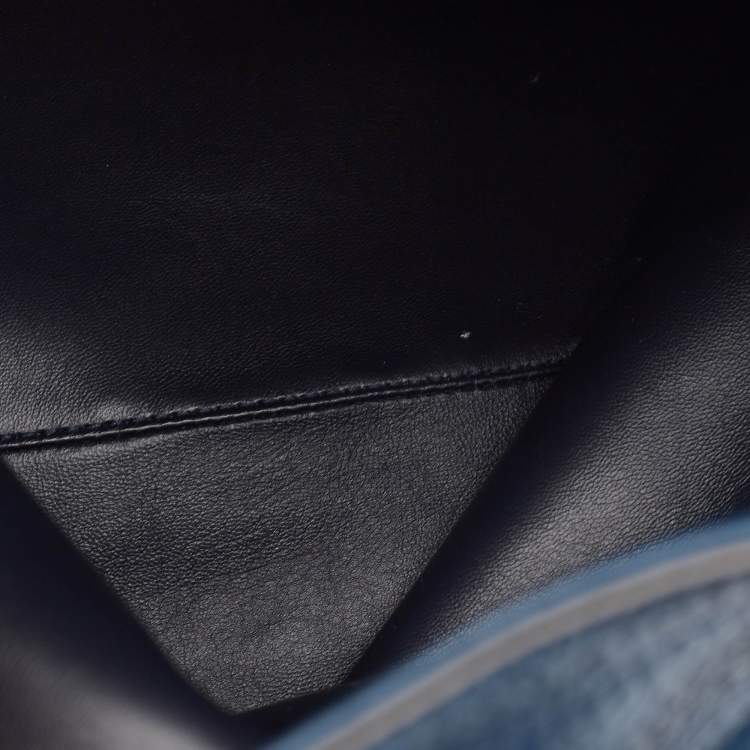 Pre Owned Burberry Ash Blue Grain Leather Pocket Backpack