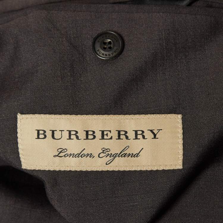 Pre Owned Burberry Grey Wool Blend Single Breasted Pants Suit XL