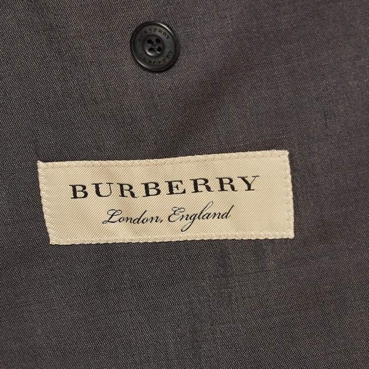 Pre Owned Burberry Grey Wool Blend Single Breasted Pants Suit XL