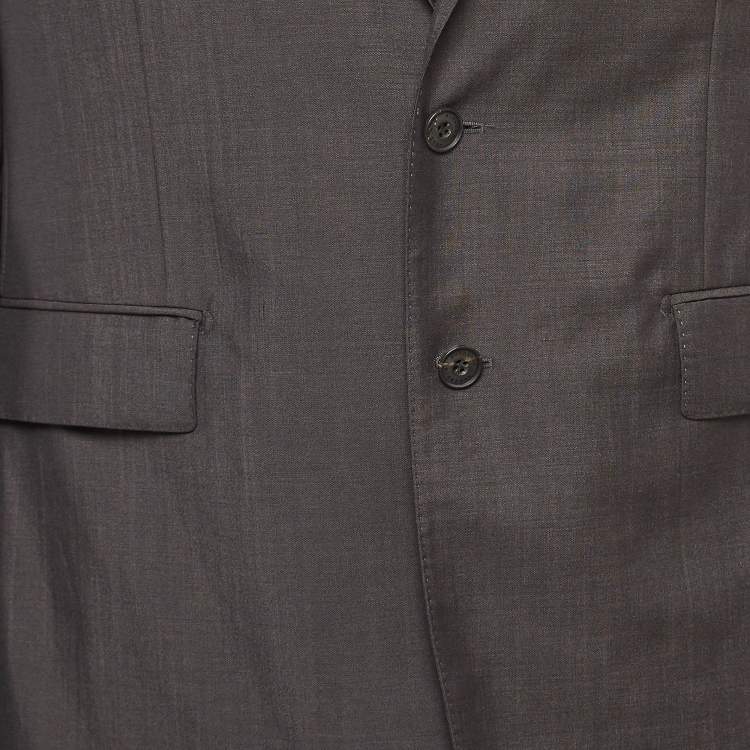 Pre Owned Burberry Grey Wool Blend Single Breasted Pants Suit XL