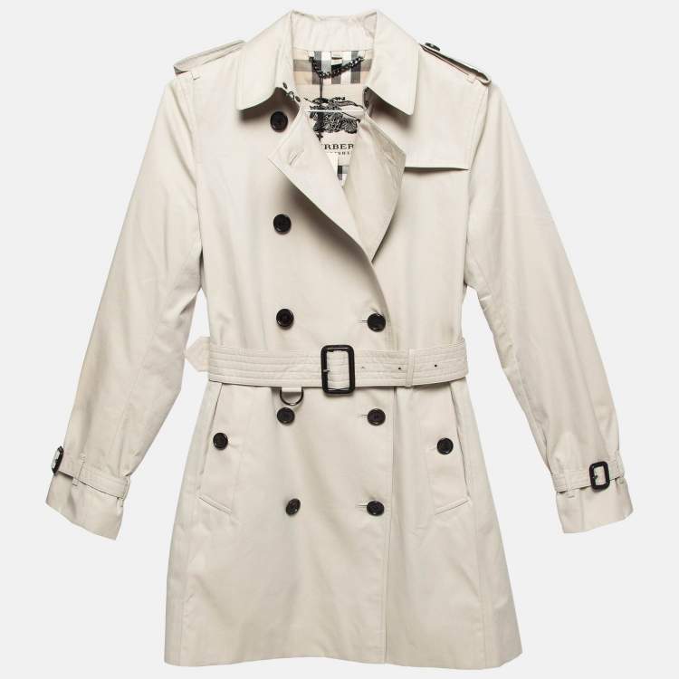 Pre Owned Burberry Beige Cotton Double Breasted Trench Coat XXS